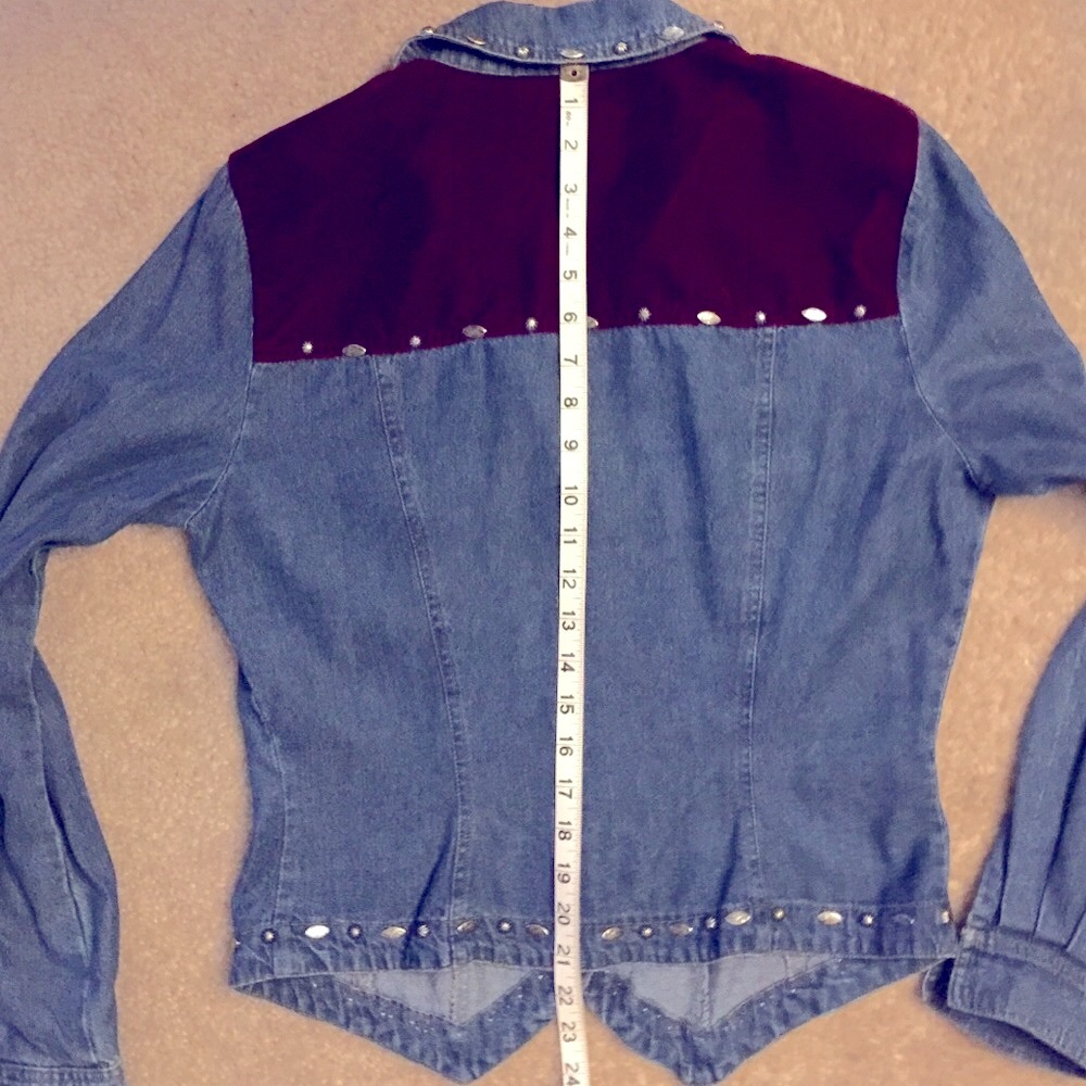 Vintage ROPA Western style Denim & velour top - Picture 5 of 8